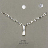 Brass Metal Stone Paved Bar Pendant Necklace - Madeline Love - Flyclothing LLC