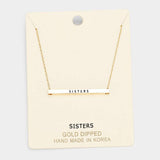 'Sisters' Horizontal Metal Bar Pendant Necklace - Madeline Love - Flyclothing LLC