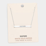 'Sisters' Horizontal Metal Bar Pendant Necklace - Madeline Love - Flyclothing LLC