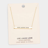 'Live Laugh Love' Horizontal Metal Bar Pendant Necklace - Madeline Love - Flyclothing LLC