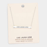 'Live Laugh Love' Horizontal Metal Bar Pendant Necklace - Madeline Love - Flyclothing LLC