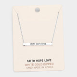 'Faith Hope Love' Horizontal Metal Bar Pendant Necklace - Madeline Love - Flyclothing LLC