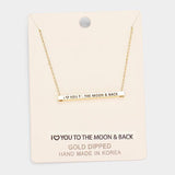 'I Love You To the...' Horizontal Metal Bar Pendant Necklace - Madeline Love - Flyclothing LLC