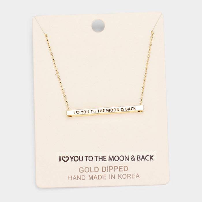 'I Love You To the...' Horizontal Metal Bar Pendant Necklace - Madeline Love - Flyclothing LLC