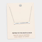 'I Love You To the...' Horizontal Metal Bar Pendant Necklace - Madeline Love - Flyclothing LLC