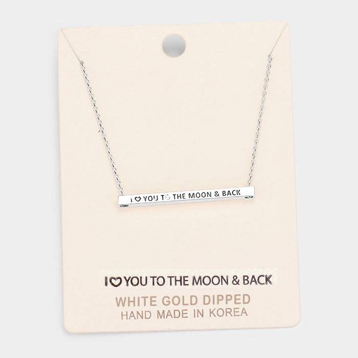 'I Love You To the...' Horizontal Metal Bar Pendant Necklace - Madeline Love - Flyclothing LLC