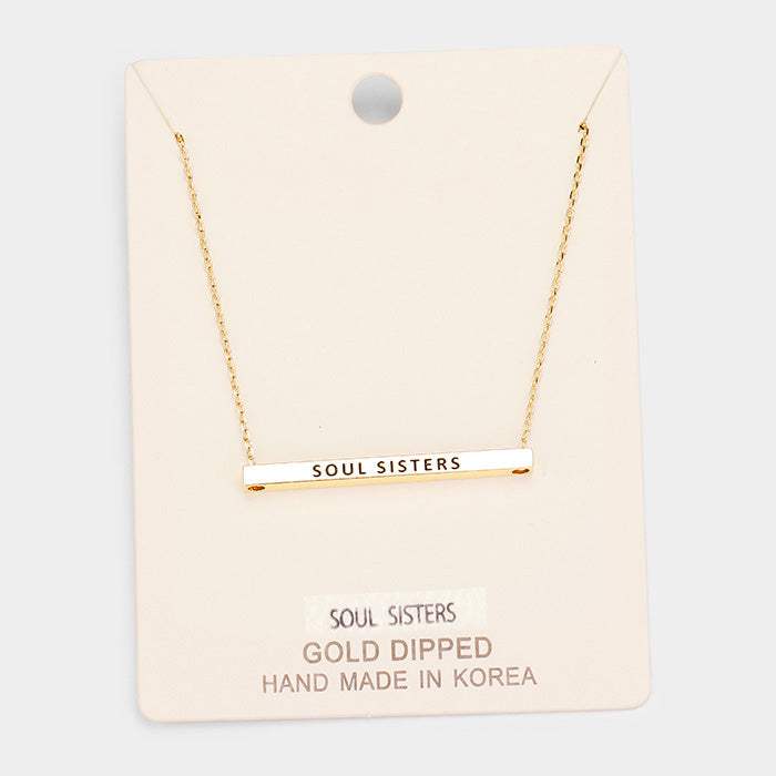 'Soul Sisters' Horizontal Metal Bar Pendant Necklace - Madeline Love - Flyclothing LLC