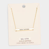 'Soul Sisters' Horizontal Metal Bar Pendant Necklace - Madeline Love - Flyclothing LLC