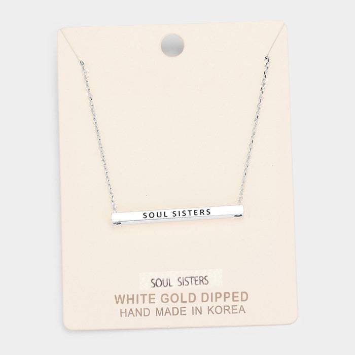 'Soul Sisters' Horizontal Metal Bar Pendant Necklace - Madeline Love - Flyclothing LLC