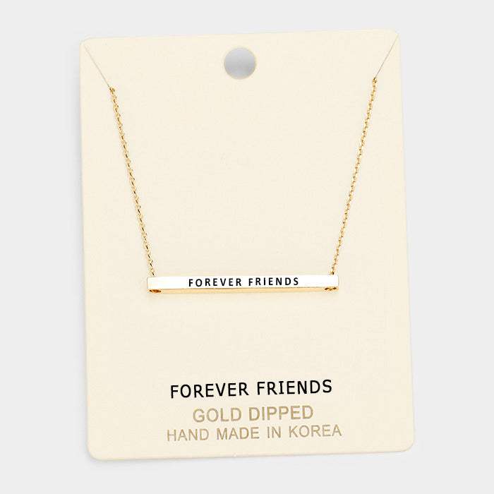 'Forever Friends' Horizontal Metal Bar Pendant Necklace - Madeline Love - Flyclothing LLC