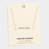 'Forever Friends' Horizontal Metal Bar Pendant Necklace - Madeline Love - Flyclothing LLC