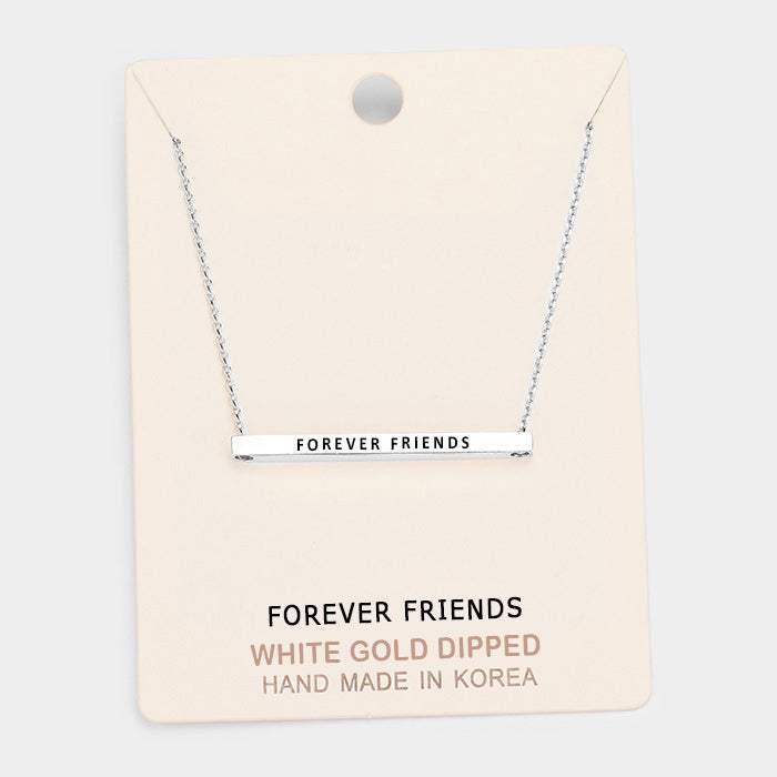 'Forever Friends' Horizontal Metal Bar Pendant Necklace - Madeline Love - Flyclothing LLC