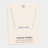 'Forever Friends' Horizontal Metal Bar Pendant Necklace - Madeline Love - Flyclothing LLC