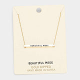 'Beautiful Mess' Horizontal Metal Bar Pendant Necklace - Madeline Love - Flyclothing LLC