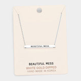 'Beautiful Mess' Horizontal Metal Bar Pendant Necklace - Madeline Love - Flyclothing LLC