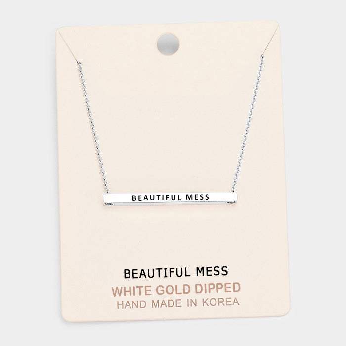 'Beautiful Mess' Horizontal Metal Bar Pendant Necklace - Madeline Love - Flyclothing LLC