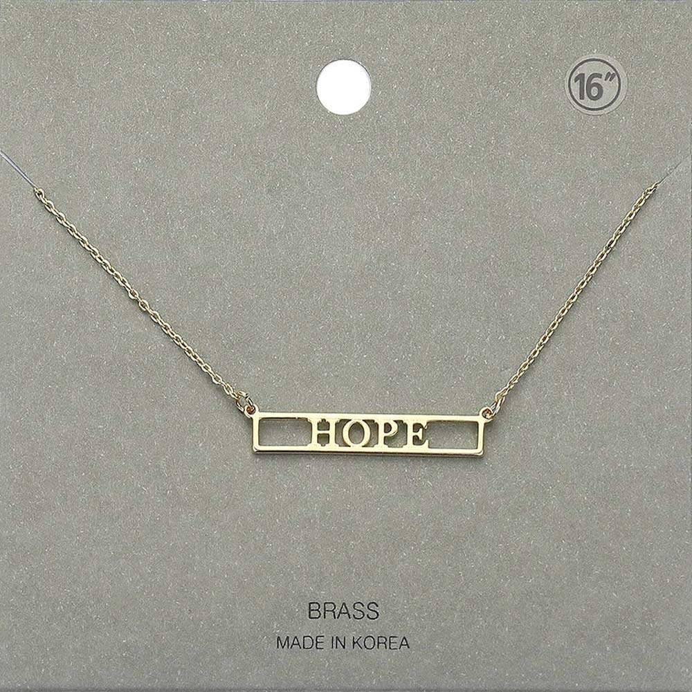 HOPE Brass Metal Pendant Necklace - Madeline Love - Flyclothing LLC
