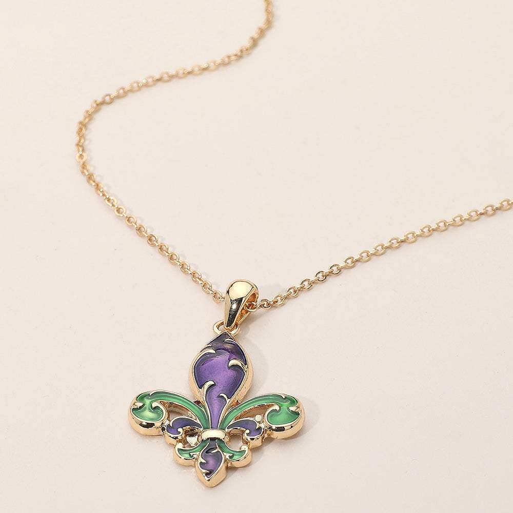 Enamel Fleur de Lis Pendant Necklace - Madeline Love - Flyclothing LLC