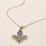 Enamel Fleur de Lis Pendant Necklace - Madeline Love - Flyclothing LLC