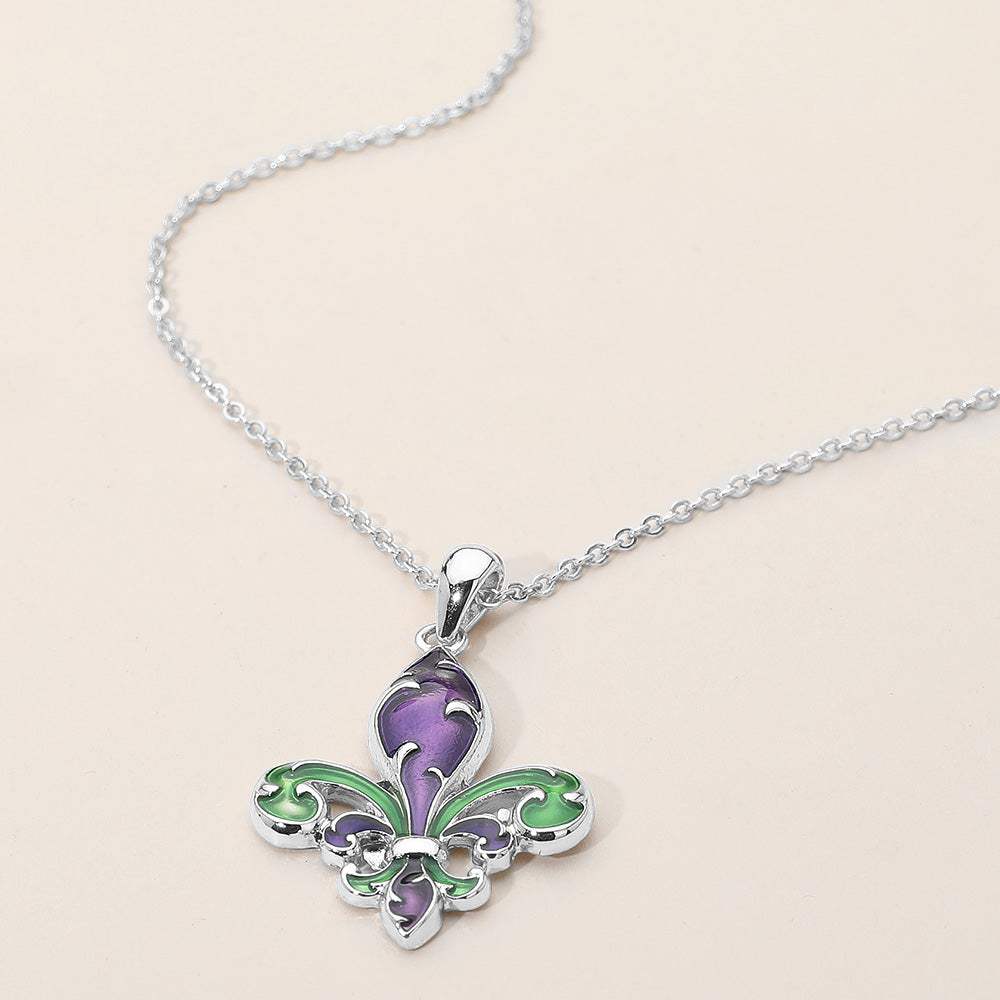 Enamel Fleur de Lis Pendant Necklace - Madeline Love - Flyclothing LLC