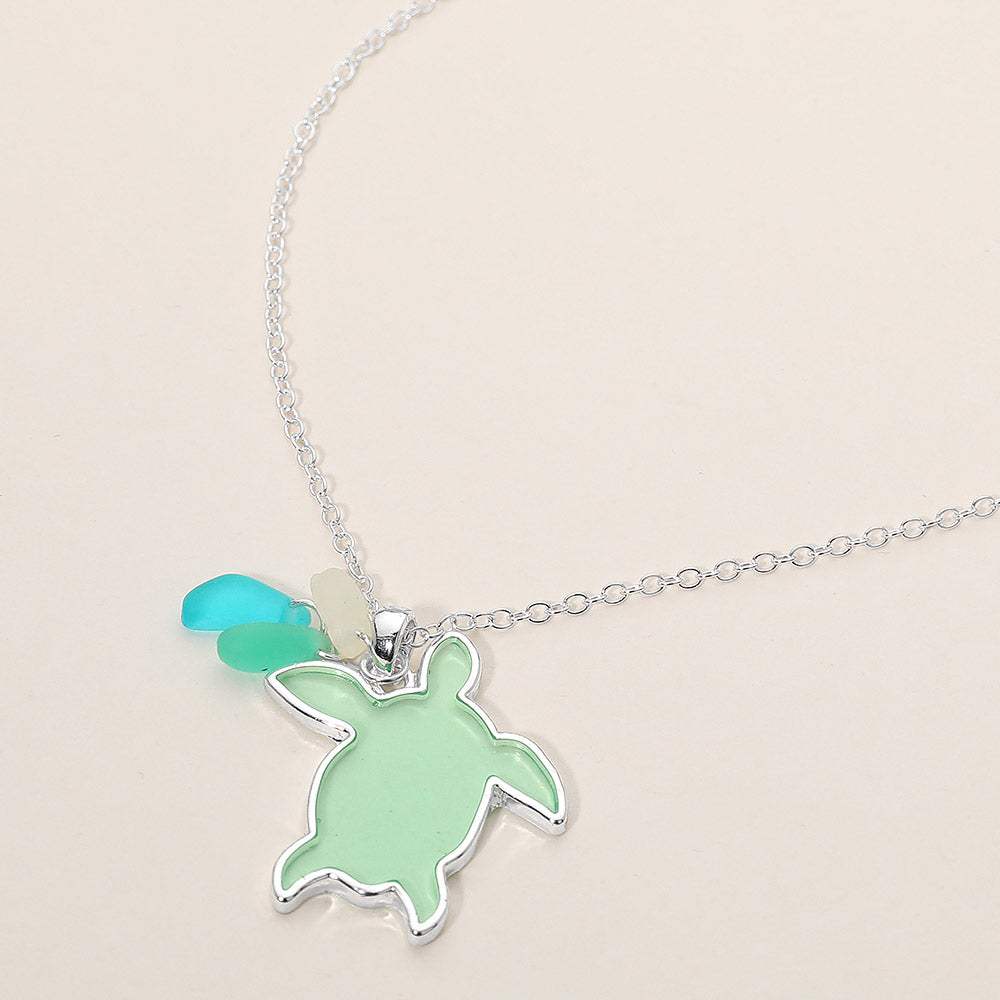 Sea Glass Sea Turtle Pendant Necklace - Madeline Love - Flyclothing LLC