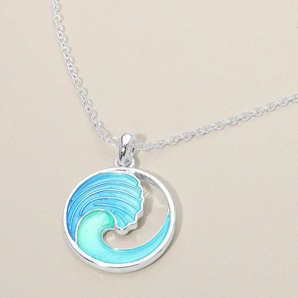 Ocean Wave Charm Pendant Necklace - Madeline Love - Flyclothing LLC