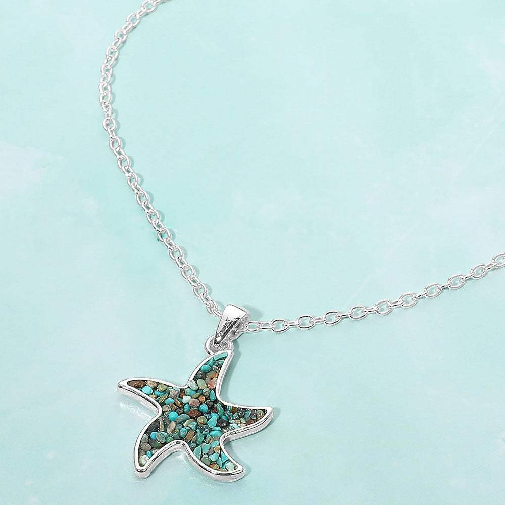 Crushed Pebble Starfish Pendant Necklace - Madeline Love - Flyclothing LLC