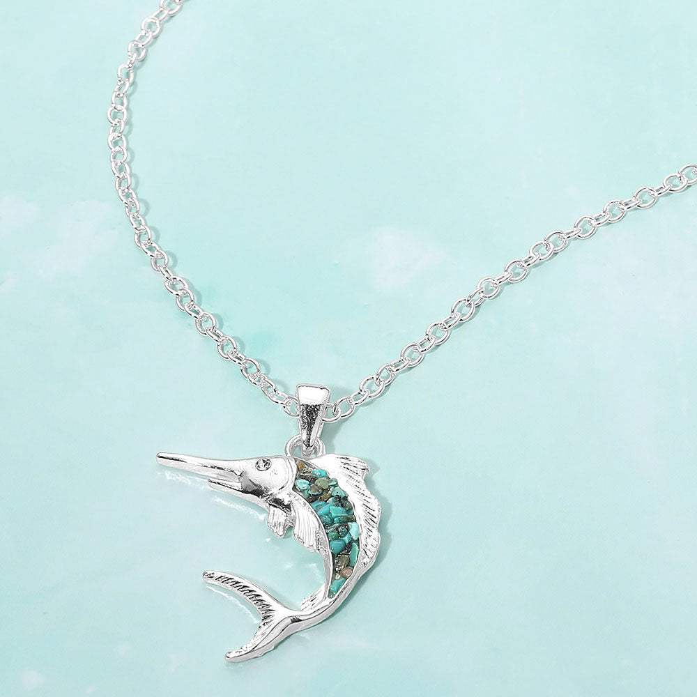 Crushed Pebble Swordfish Pendant Necklace - Madeline Love - Flyclothing LLC
