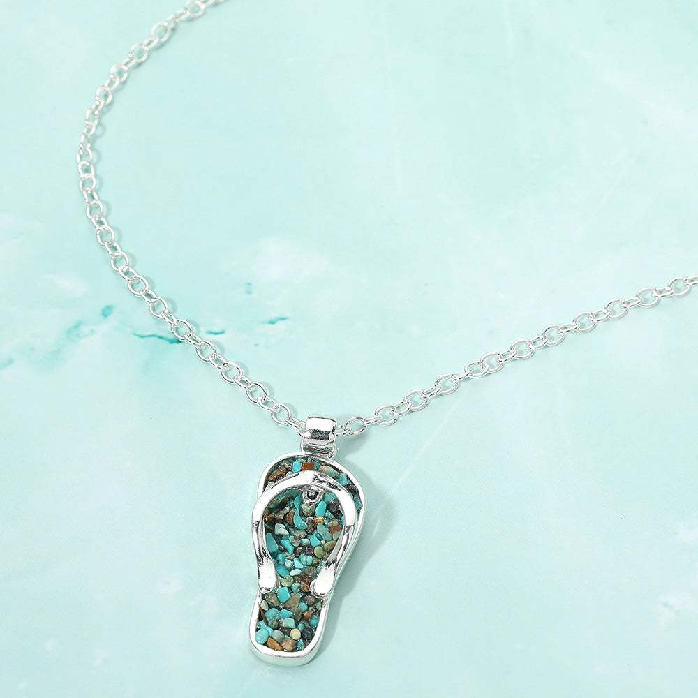 Crushed Pebble Flip Flop Pendant Necklace - Madeline Love - Flyclothing LLC