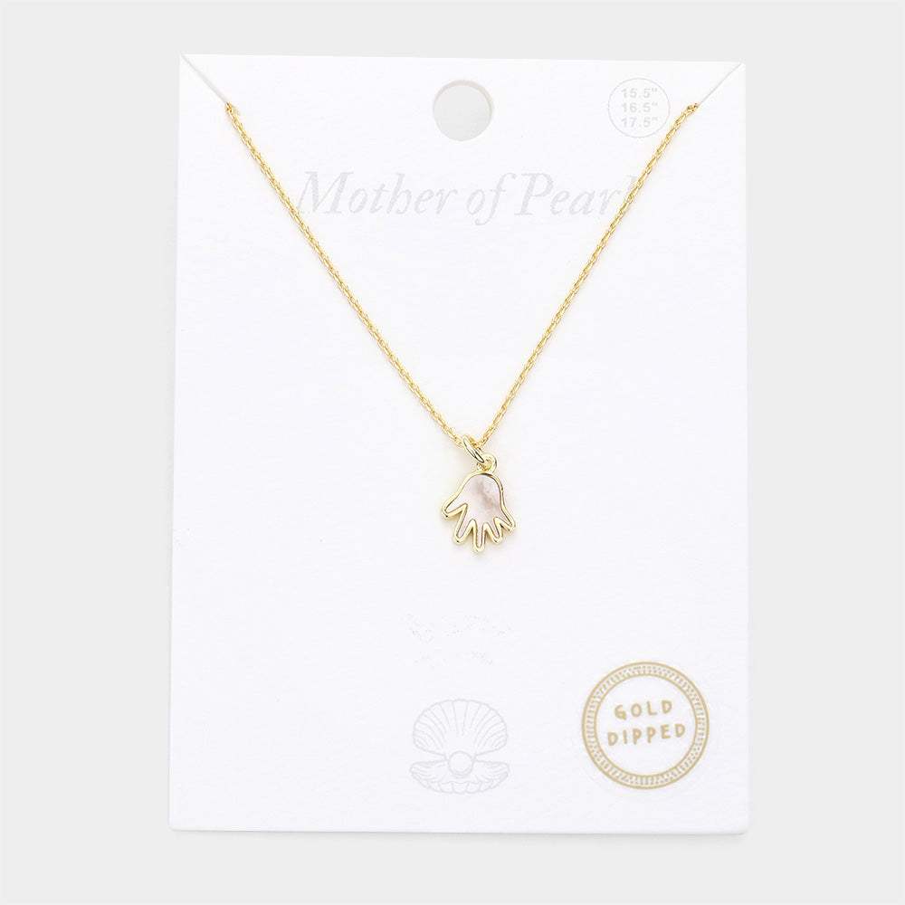 Gold Dipped Mother of Pearl Hand Pendant Necklace - Madeline Love - Flyclothing LLC
