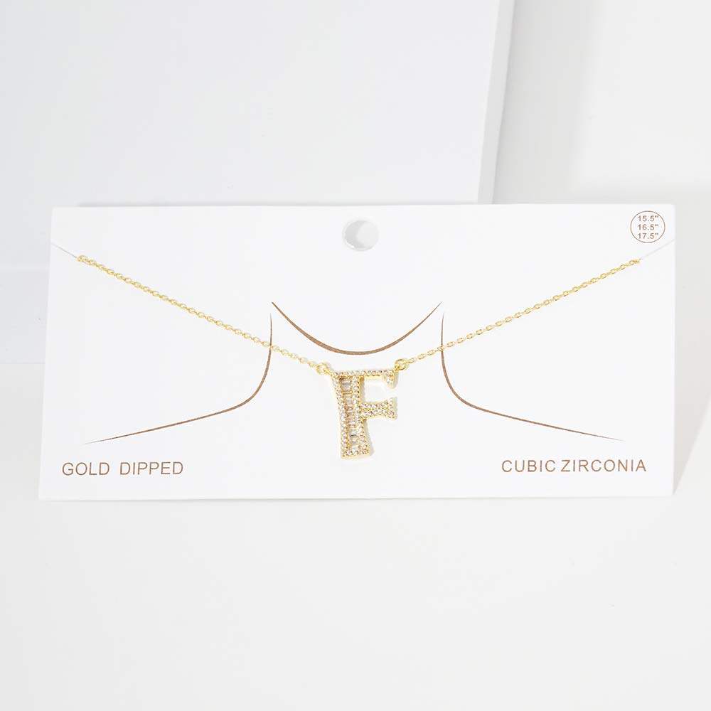 -F- CZ Initial Monogram Pendant Necklace - Madeline Love - Flyclothing LLC