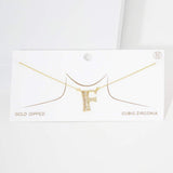 -F- CZ Initial Monogram Pendant Necklace - Madeline Love - Flyclothing LLC