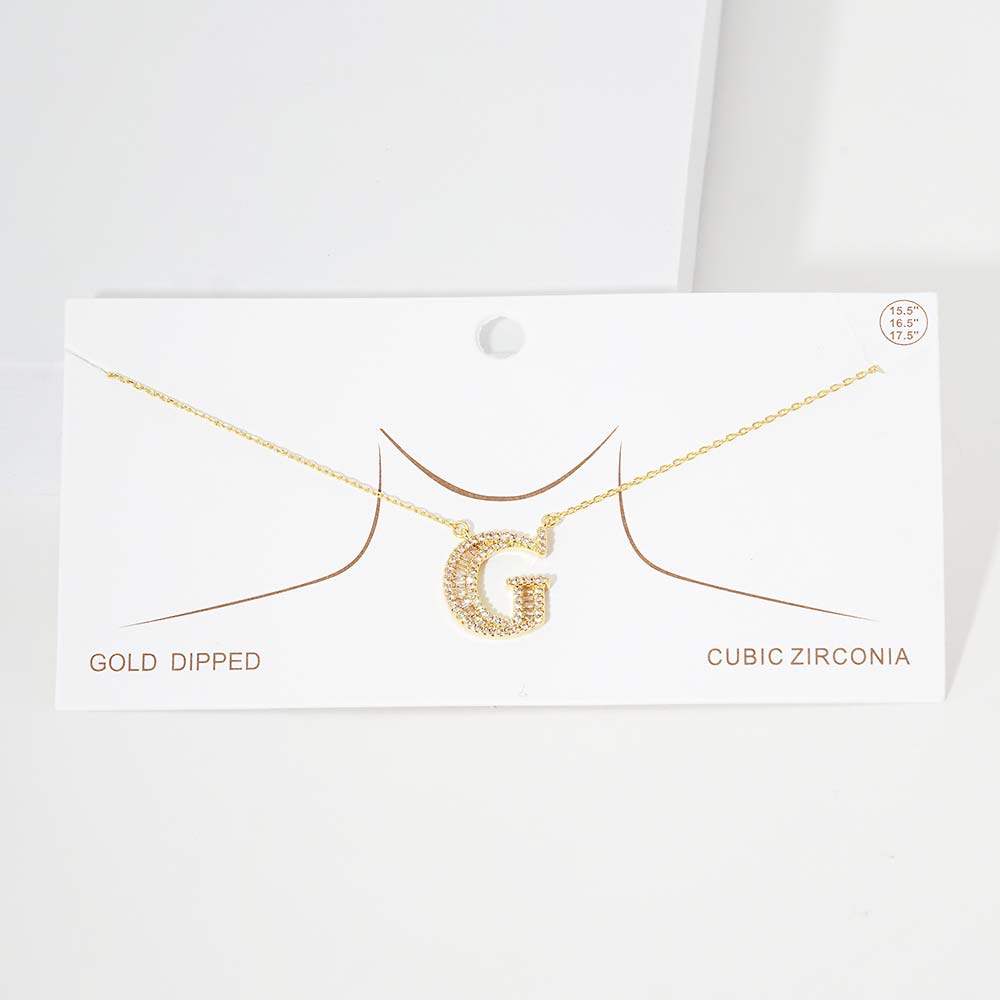 -G- CZ Initial Monogram Pendant Necklace - Madeline Love - Flyclothing LLC
