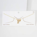 -P- CZ Initial Monogram Pendant Necklace - Madeline Love - Flyclothing LLC