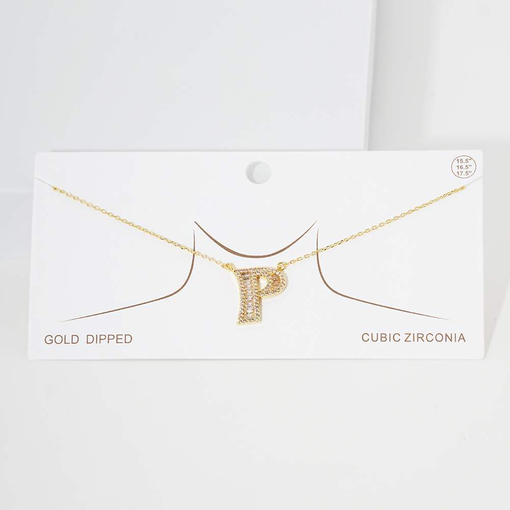 -P- CZ Initial Monogram Pendant Necklace - Madeline Love - Flyclothing LLC