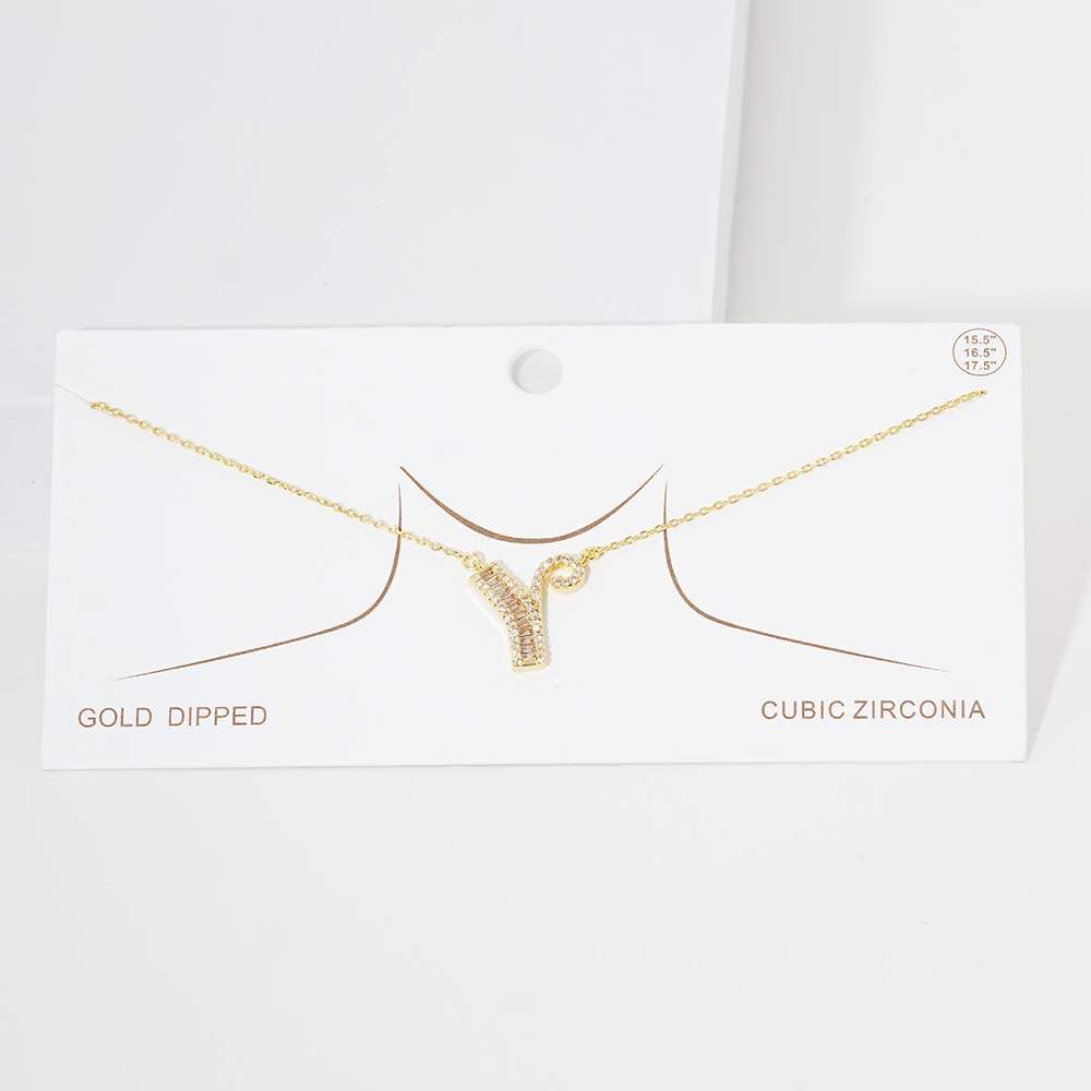 -Y- CZ Initial Monogram Pendant Necklace - Madeline Love - Flyclothing LLC