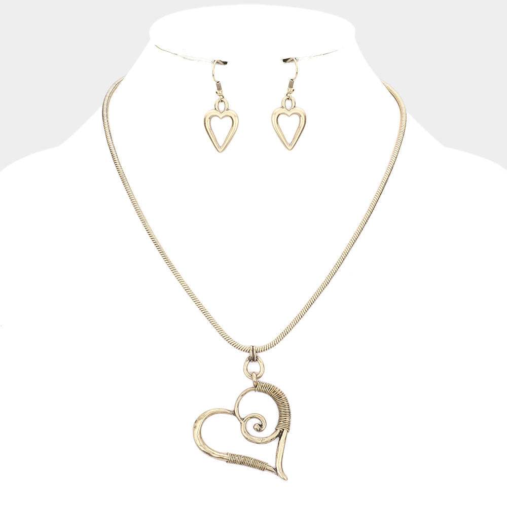 Open Heart Vintage Metal Necklace - Madeline Love - Flyclothing LLC
