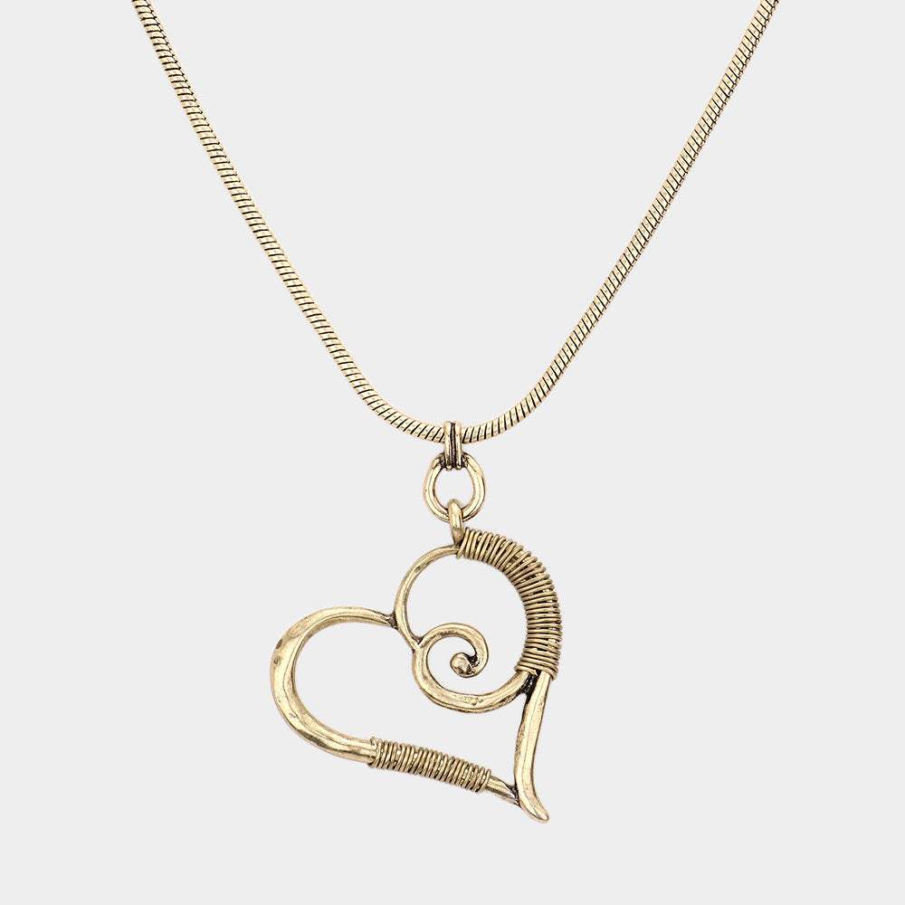 Open Heart Vintage Metal Necklace - Madeline Love - Flyclothing LLC