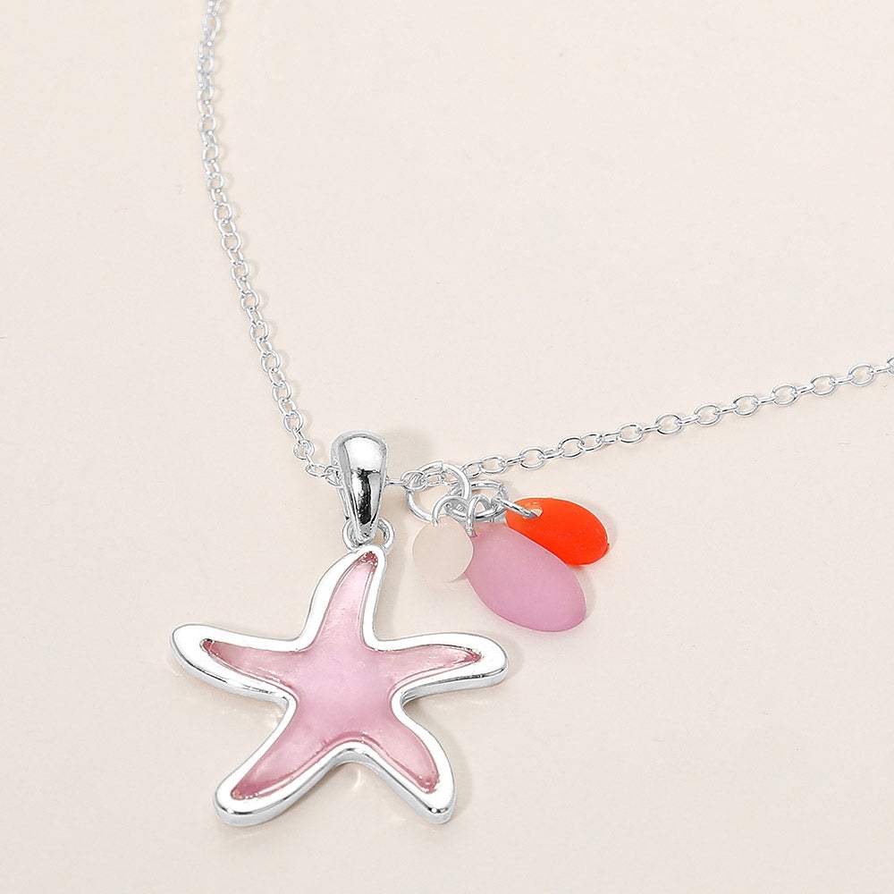 Sea Glass Starfish Charm Pendant Necklace - Madeline Love - Flyclothing LLC