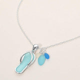 Sea Glass Flip Flop Charm Pendant Necklace - Madeline Love - Flyclothing LLC