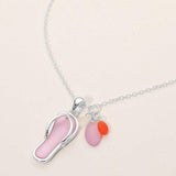 Sea Glass Flip Flop Charm Pendant Necklace - Madeline Love - Flyclothing LLC