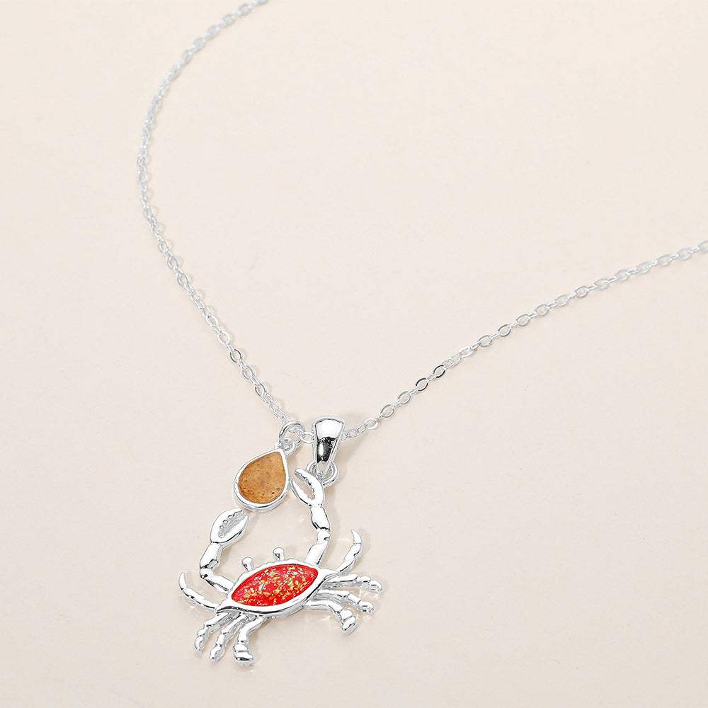 Crab Teardrop Charm Pendant Necklace - Madeline Love - Flyclothing LLC