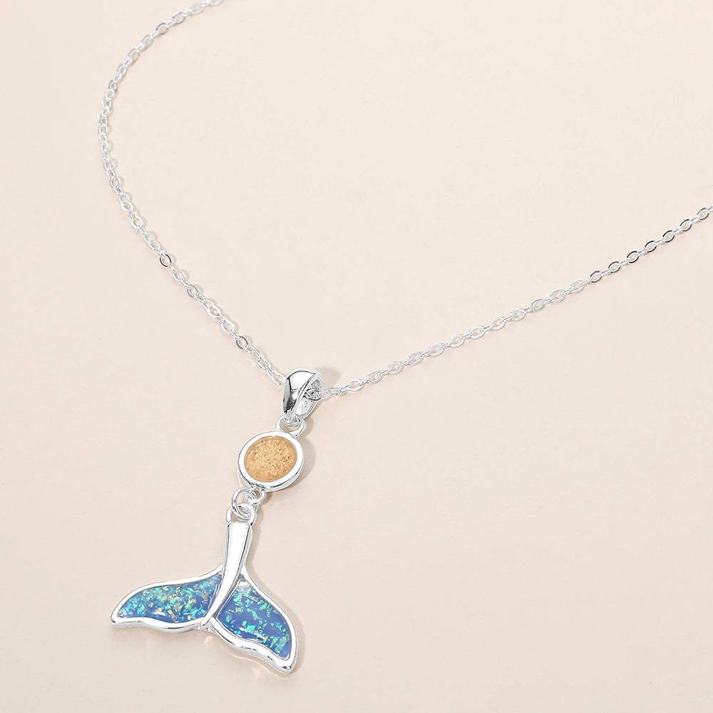 Round Whale Tail Link Drop Charm Pendant Necklace - Madeline Love - Flyclothing LLC