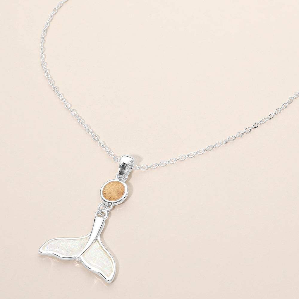 Round Whale Tail Link Drop Charm Pendant Necklace - Madeline Love - Flyclothing LLC