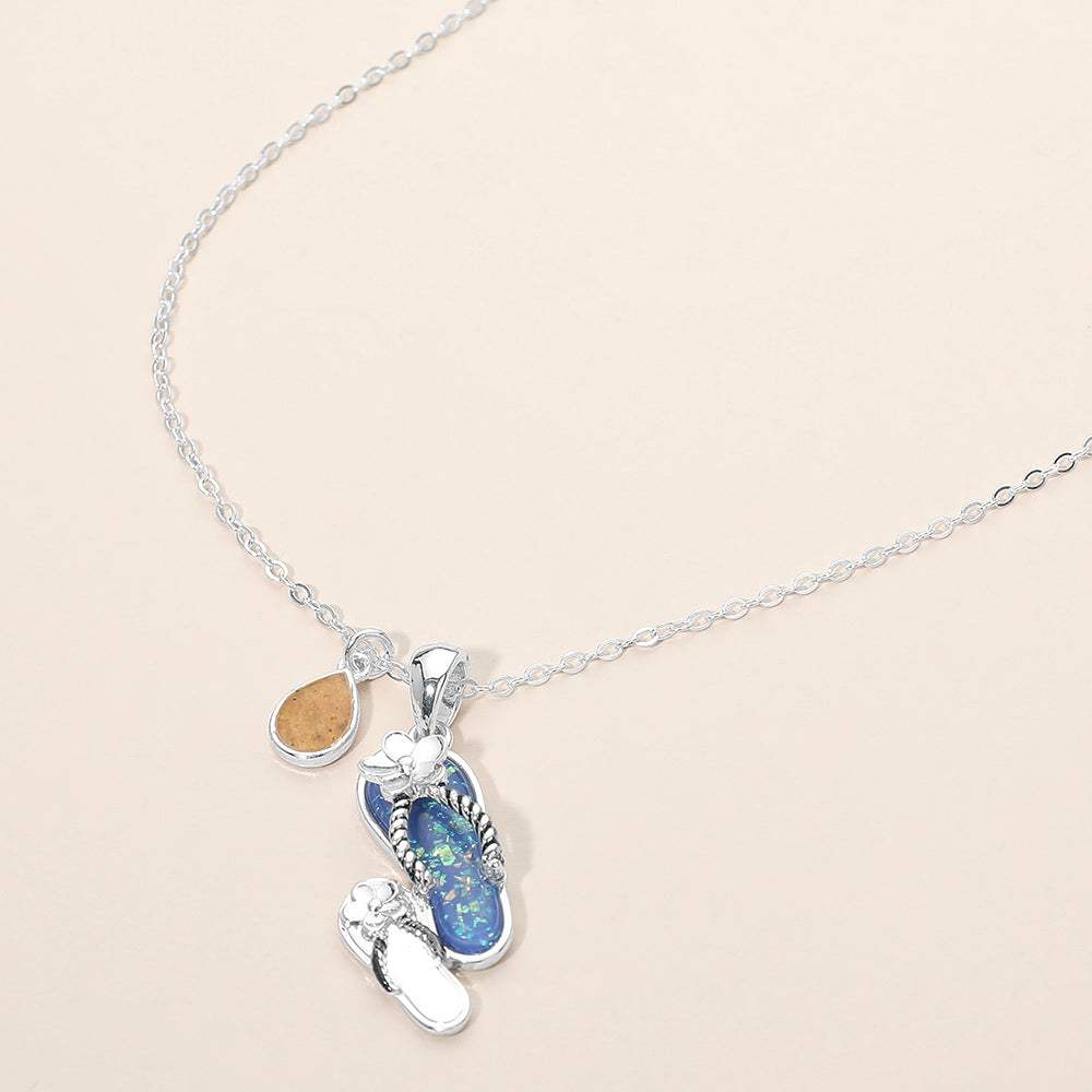Teardrop Flip Flop Charm Pendant Necklace - Madeline Love - Flyclothing LLC