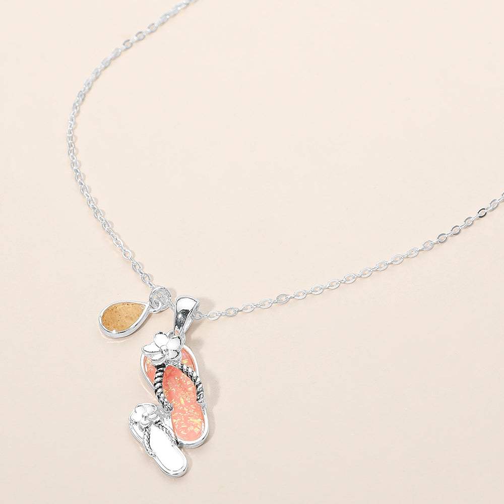 Teardrop Flip Flop Charm Pendant Necklace - Madeline Love - Flyclothing LLC