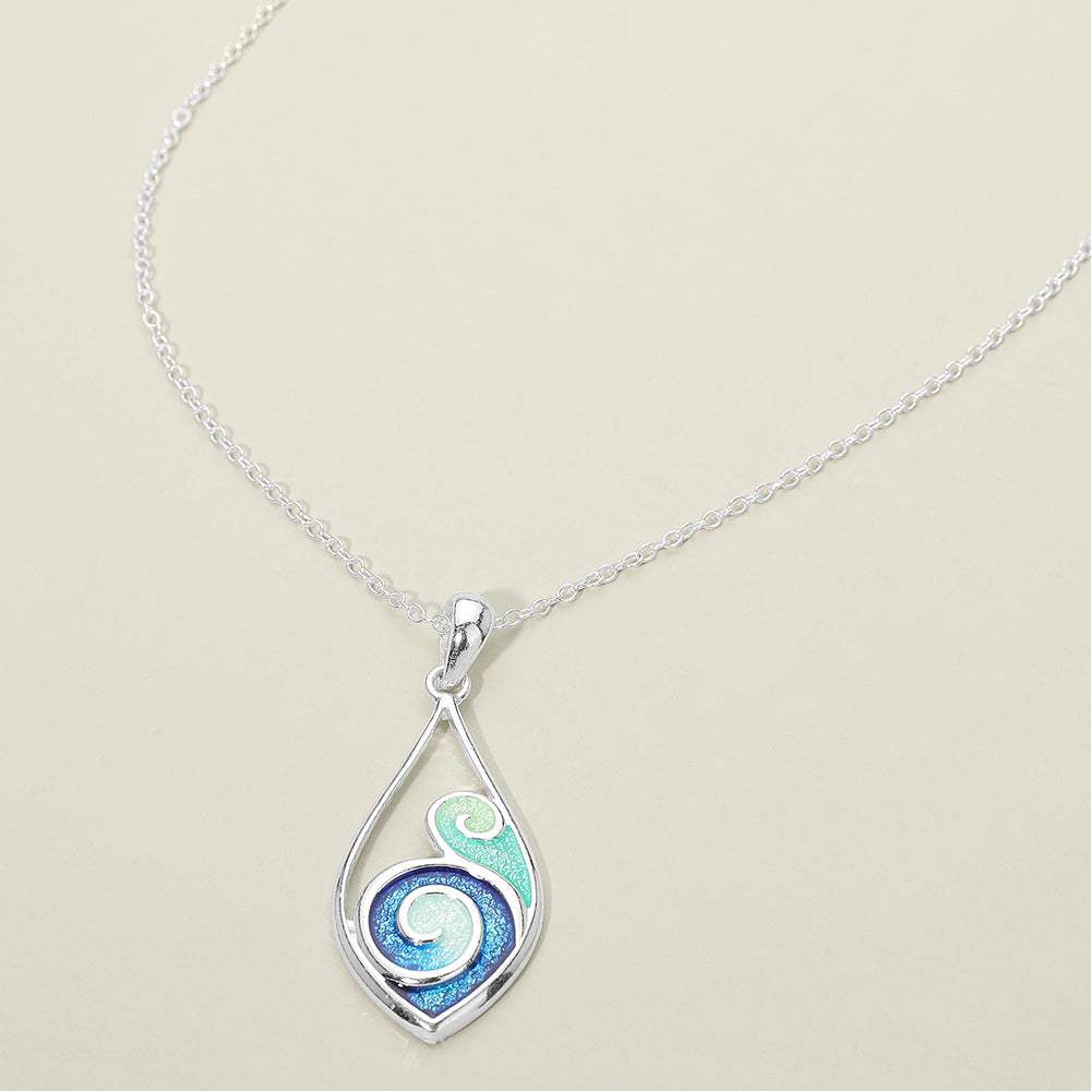 Ocean Wave Teardrop Charm Pendant Necklace - Madeline Love - Flyclothing LLC