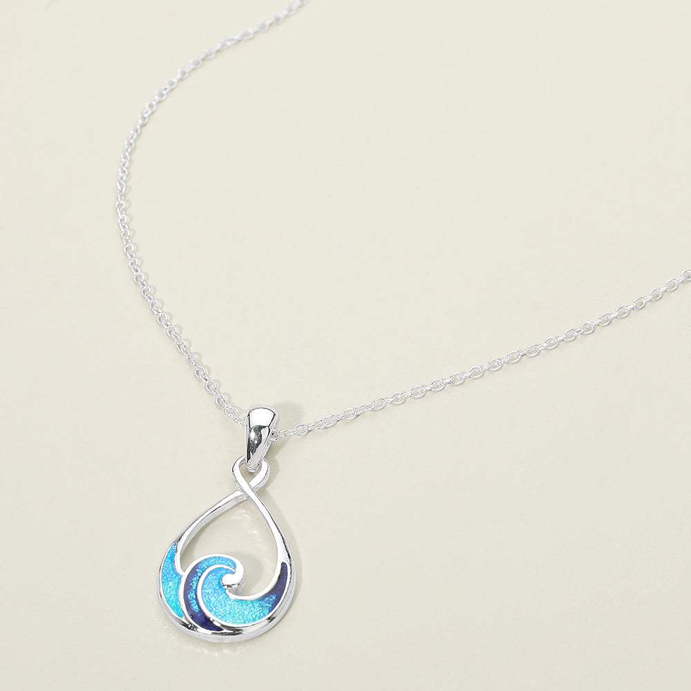 Ocean Wave Teardrop Pendant Necklace - Madeline Love - Flyclothing LLC