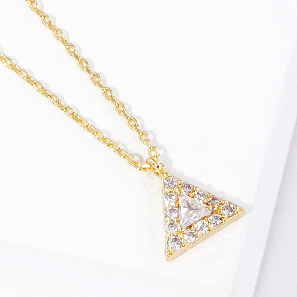 Gold Dipped CZ Triangle Pendant Necklace - Madeline Love - Flyclothing LLC