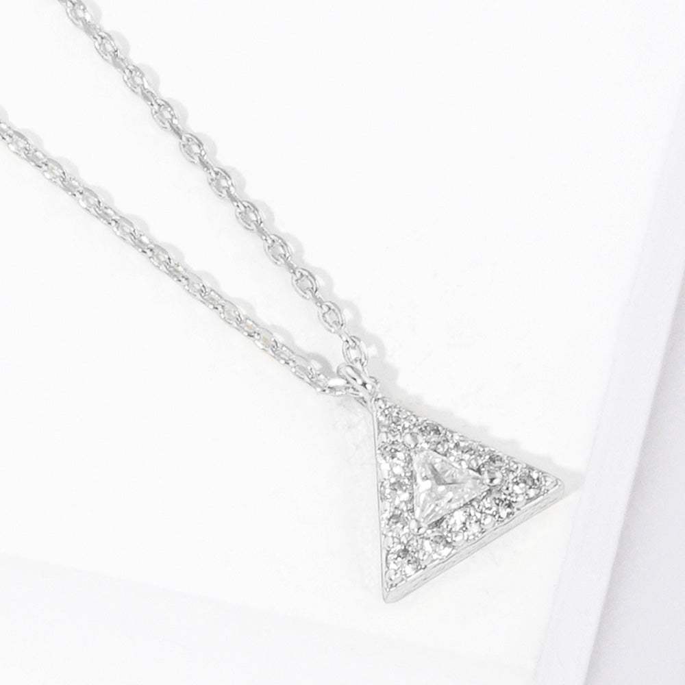 White Gold Dipped CZ Triangle Pendant Necklace - Madeline Love - Flyclothing LLC